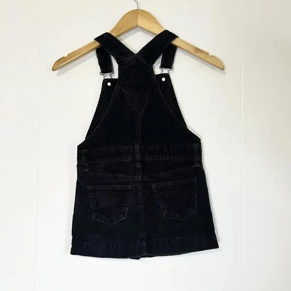 GAP Black Corduroy Button Up Corduroy Overalls Dress Kids Girls XS - Picture 3 of 4
